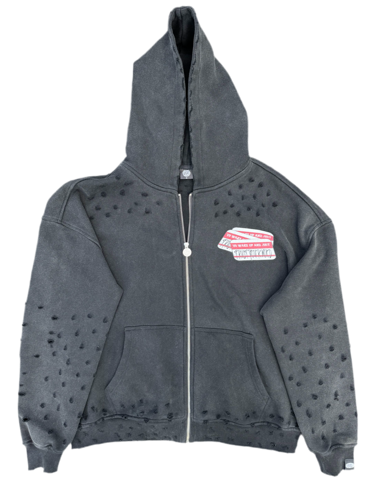 Black Zip Hoodie " Yo Wake Up & Just Trust Your Mind " ( Pre - Order )
