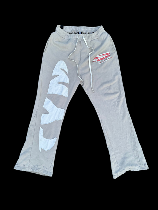 Grey Flare Pants " Yo Wake Up & Just Trust Your Mind " ( Pre - Order )