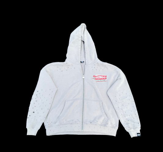 Grey Zip Hoodie " Yo Wake Up & Just Trust Your Mind " ( Pre - Order )