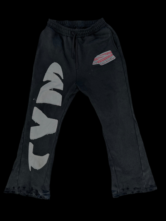 Black Flare Pants " Yo Wake Up & Just Trust Your Mind " ( Pre- Order )